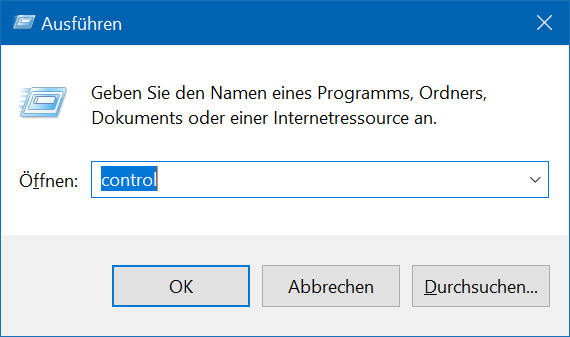 Der Ausführen-Dialog unter Windows 10